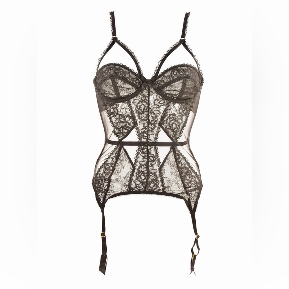 L’Agent by Agent Provocateur Estella  Lace Garter Bustier Corset Underwire – S